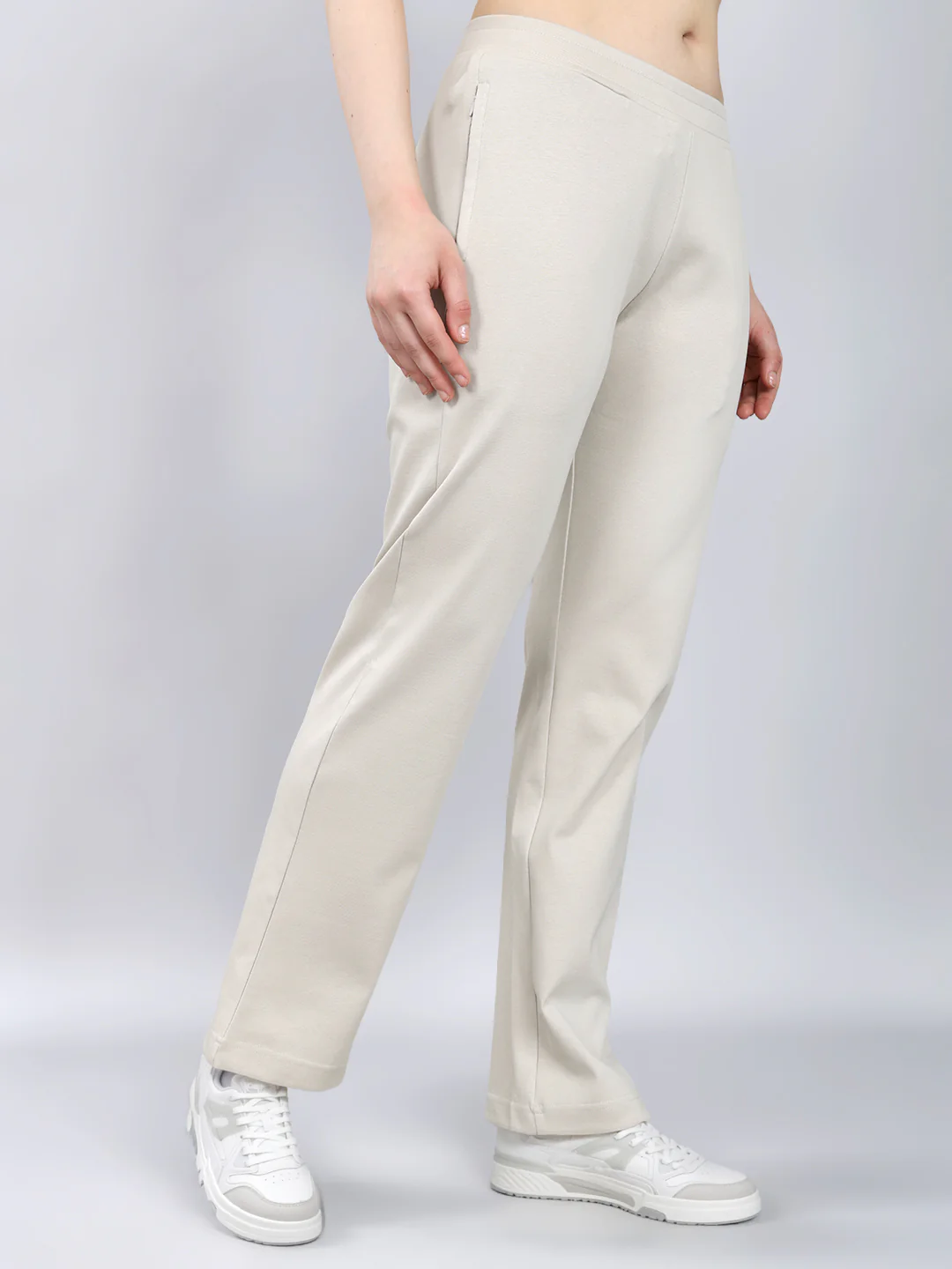 Women Beige Solid Regular Fit Lower - Image 3