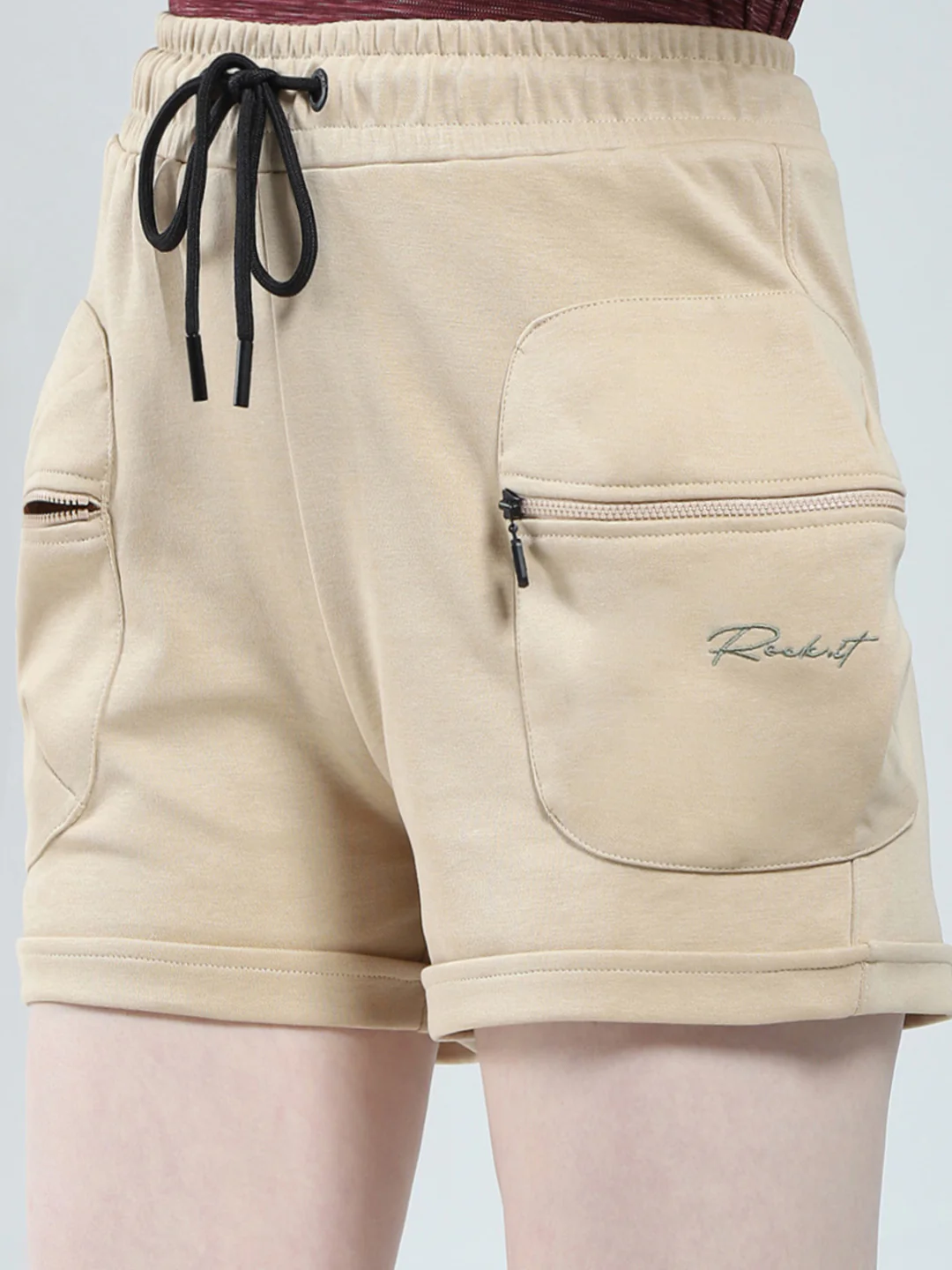 Rock.it Women Beige Solid Regular Fit Shorts - Image 6