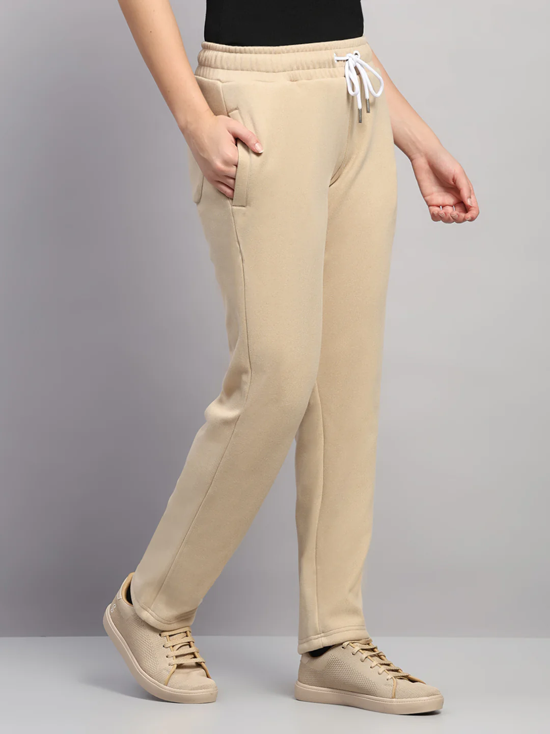 Rock.it Women Beige Solid Regular Fit Winter Lower - Image 4