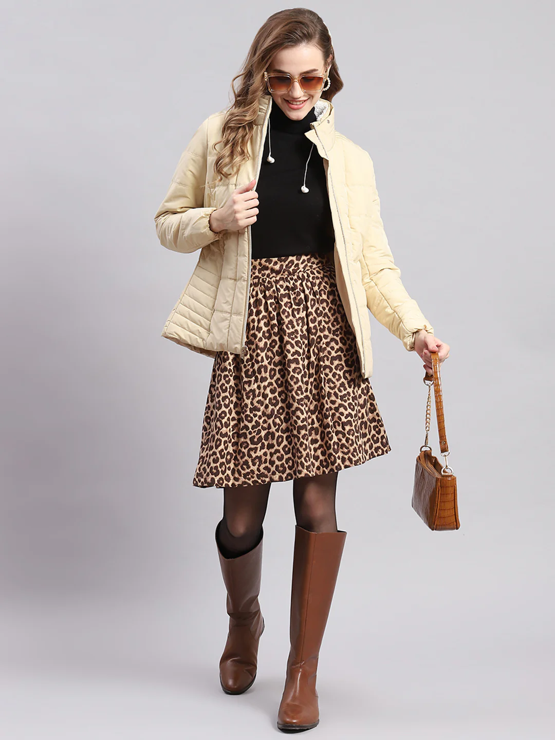 Women Beige Solid Stand Collar Full Sleeve Jackets - Image 2
