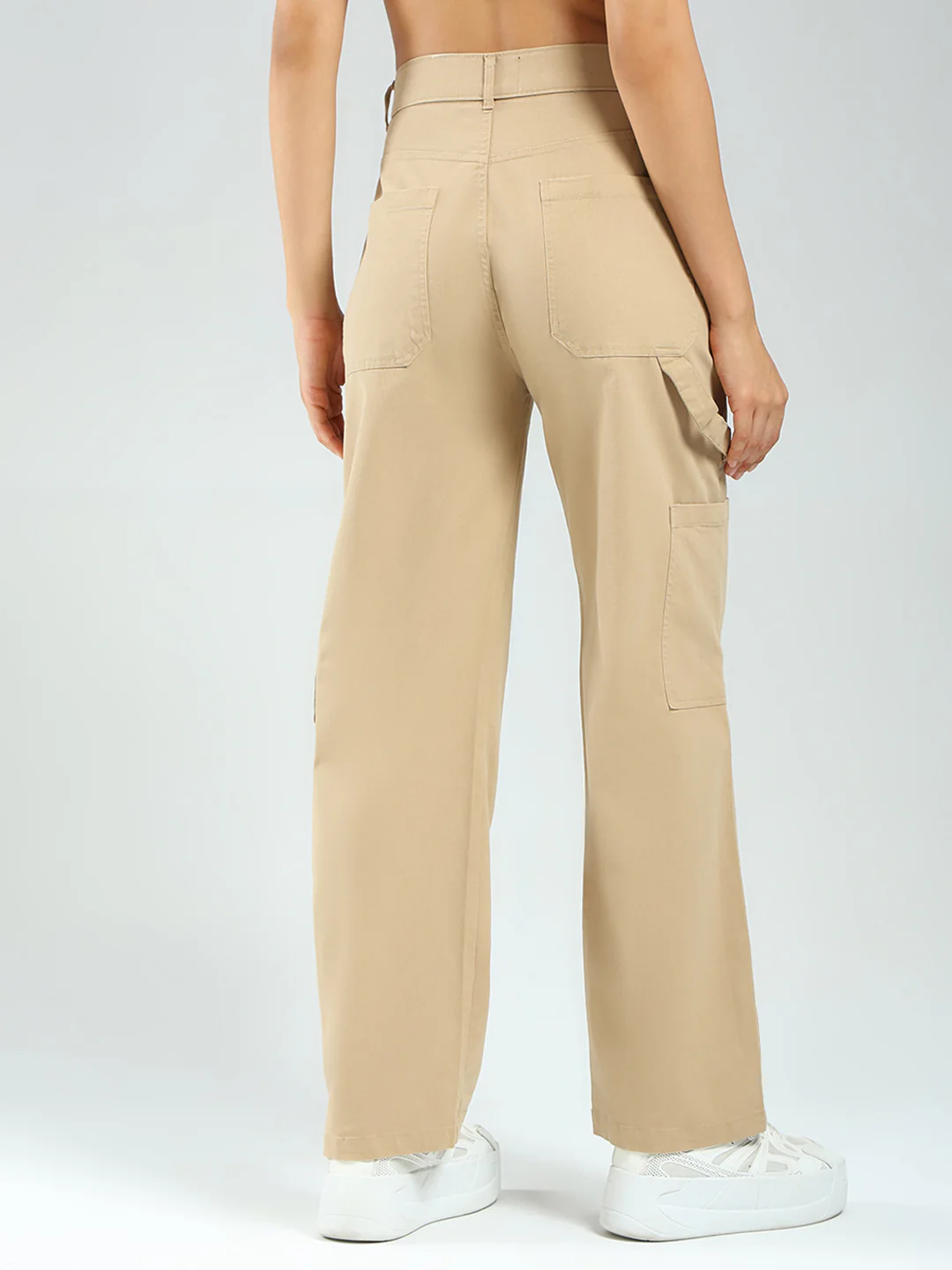 Rock.it Women Beige Solid Straight Fit Cargo - Image 5