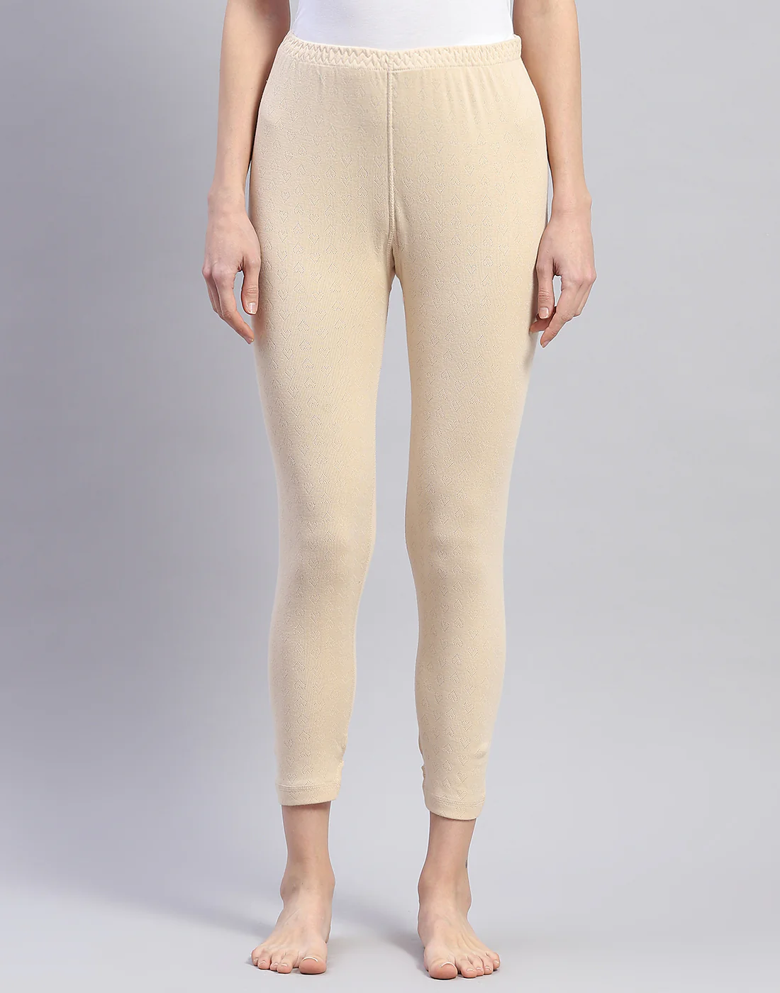 Women Beige Solid Thermal Lower - Image 2