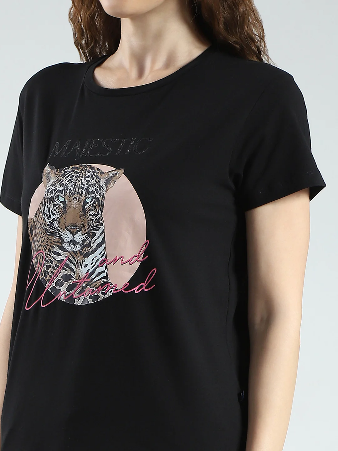 Women Black & Brown Printed Round Neck Half Sleeve Lower Set - Image 8