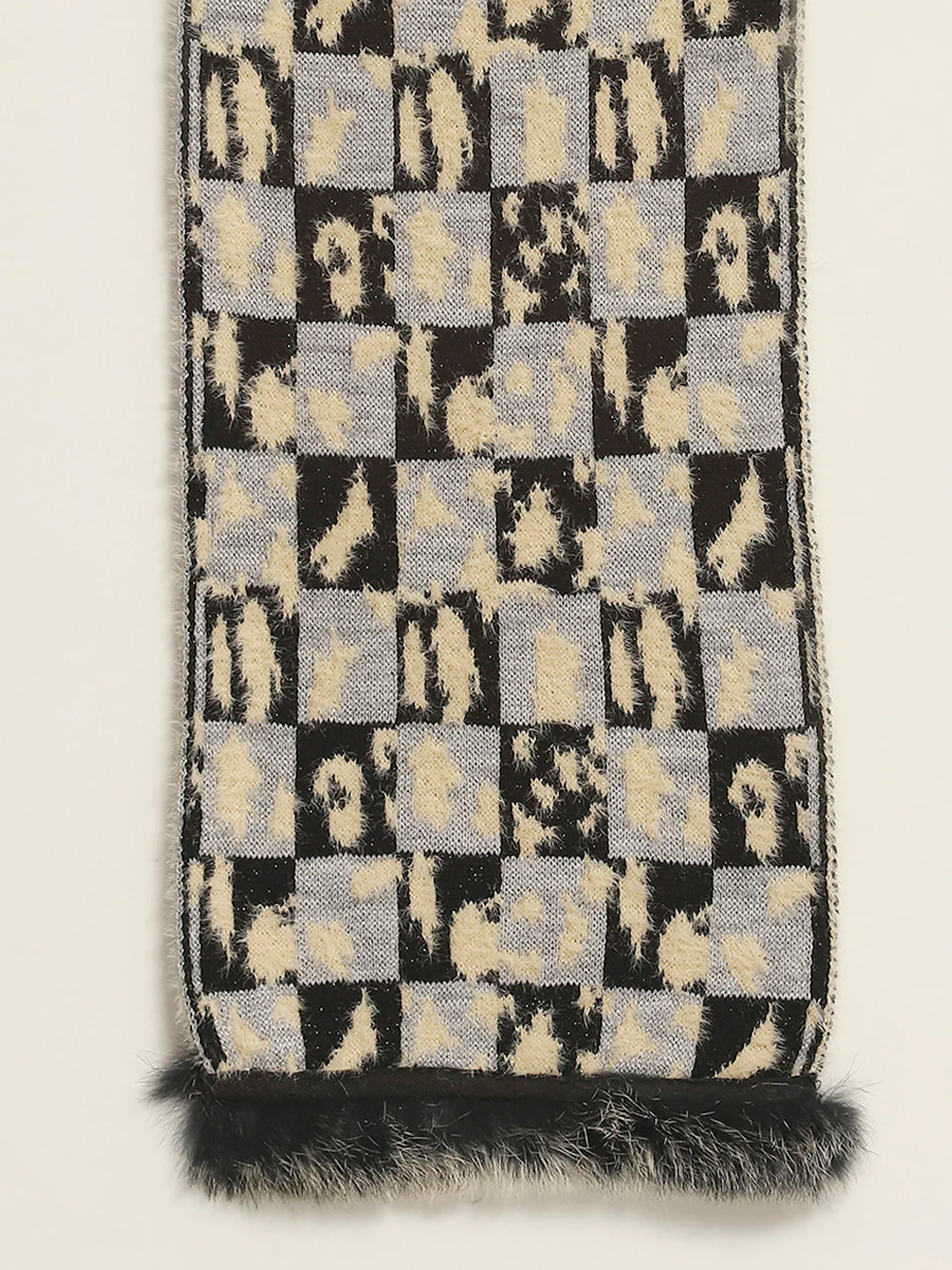 Women Black & Grey Self Design Muffler - Image 7