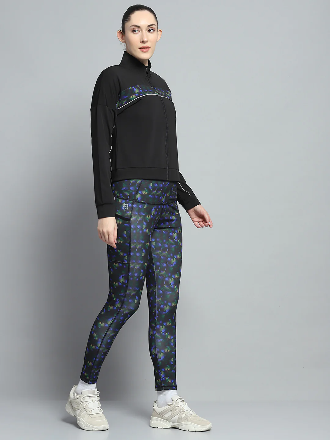 Rock.it Women Black Printed Mock Neck Full Sleeve 3Pc Cords Set - Image 6