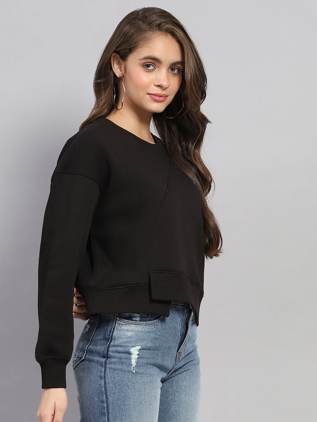 Rock.it Women Black Printed Round Neck Full Sleeve Sweatshirt - Image 4