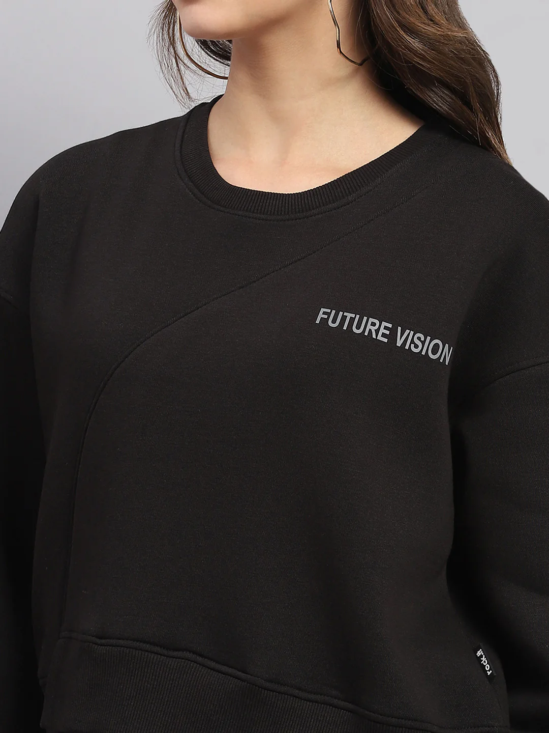 Rock.it Women Black Printed Round Neck Full Sleeve Sweatshirt - Image 6