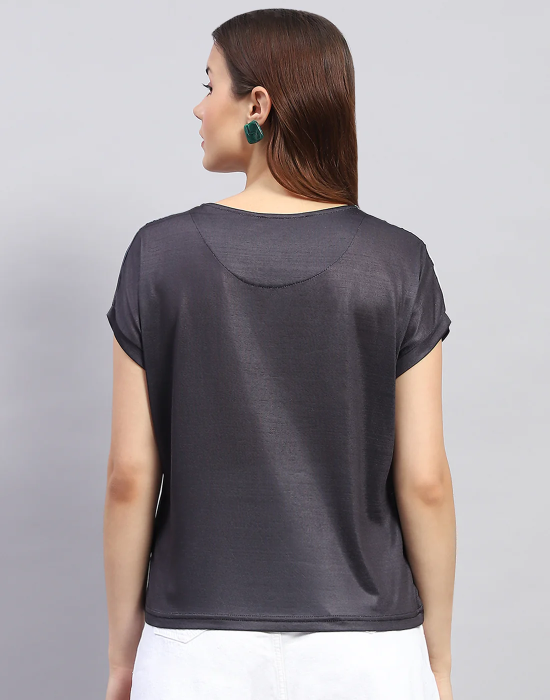 Women Black Printed Round Neck Half Sleeve Top - Image 6