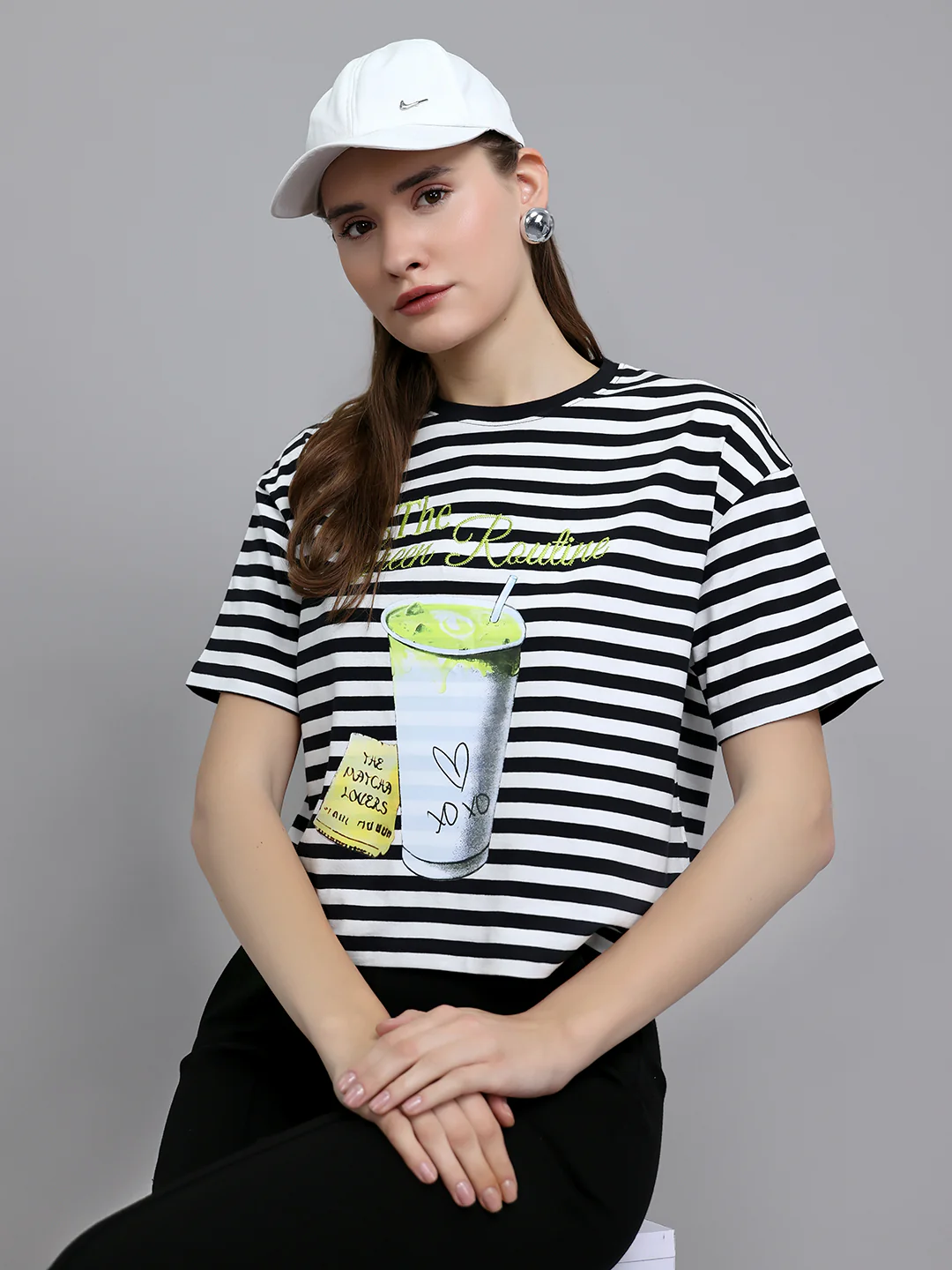 Women Black Printed Round Neck Half Sleeve Top - Image 6