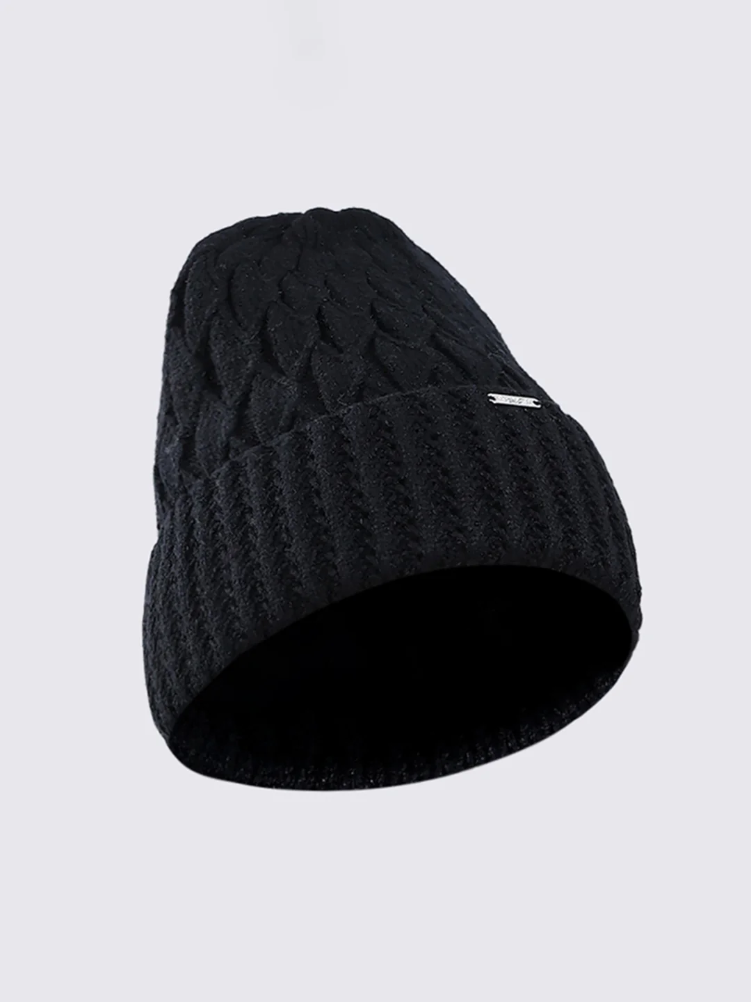 Women Black Self Design Blend Wool Cap - Image 2