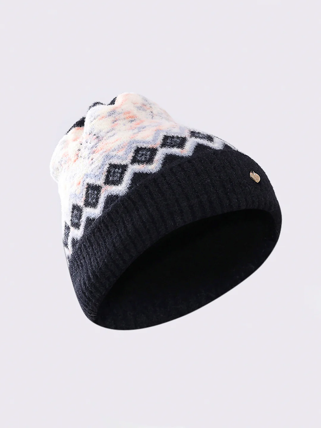 Women Black Self Design Blend Wool Cap - Image 2