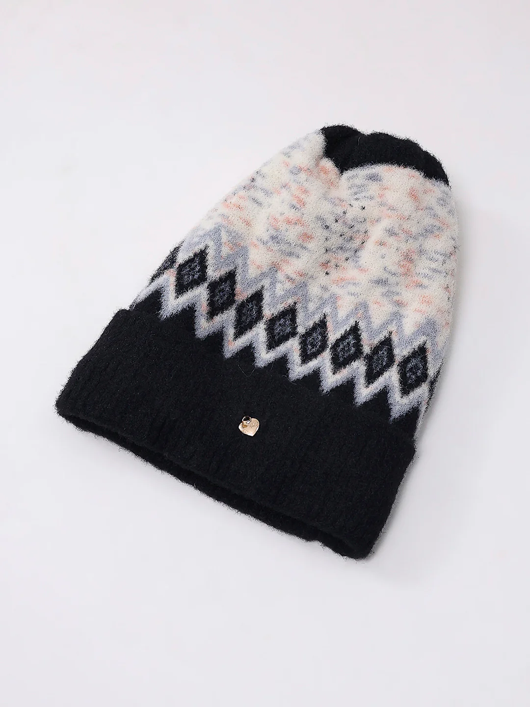 Women Black Self Design Blend Wool Cap - Image 6