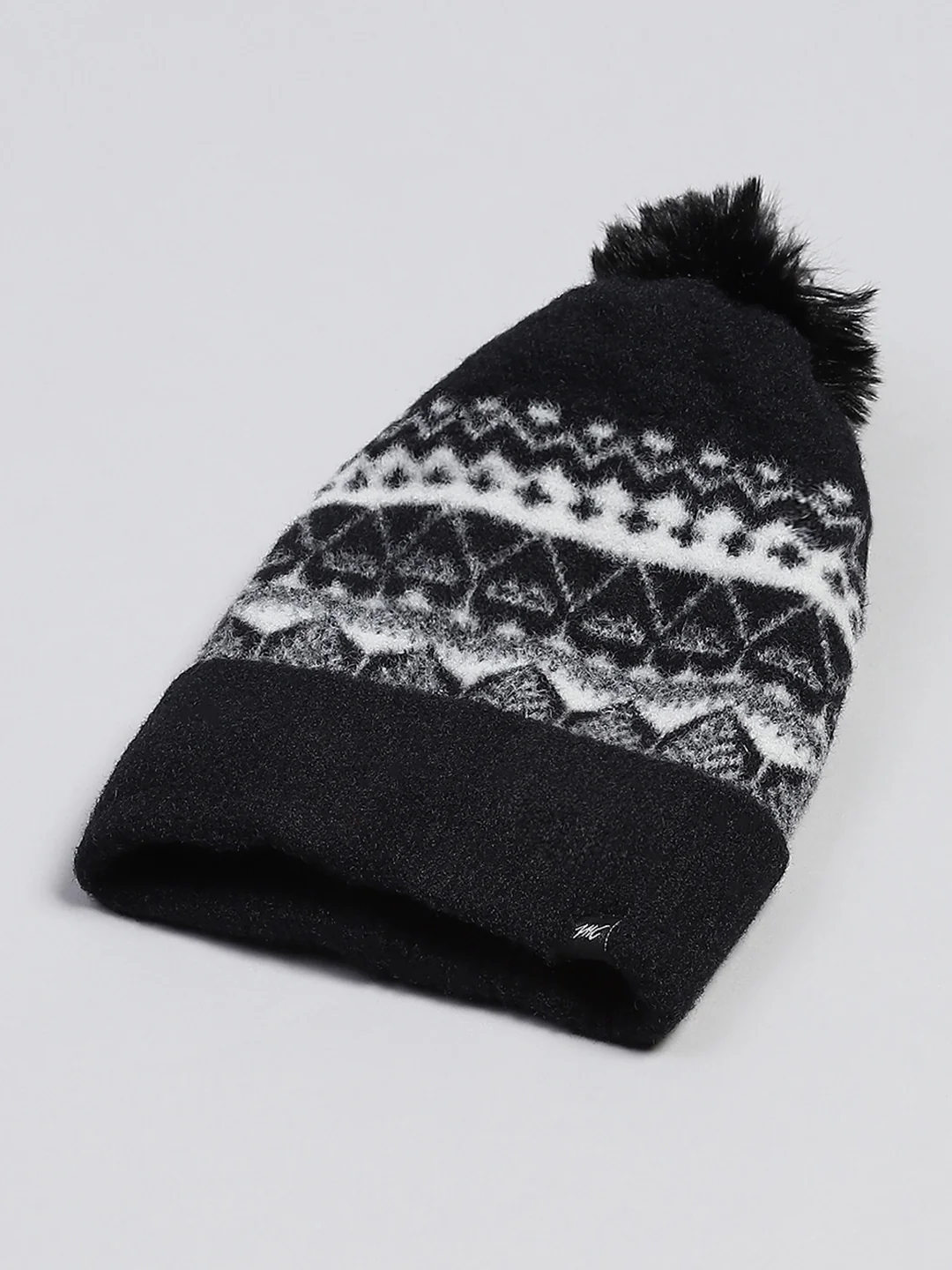 Women Black Self Design Cap - Image 6