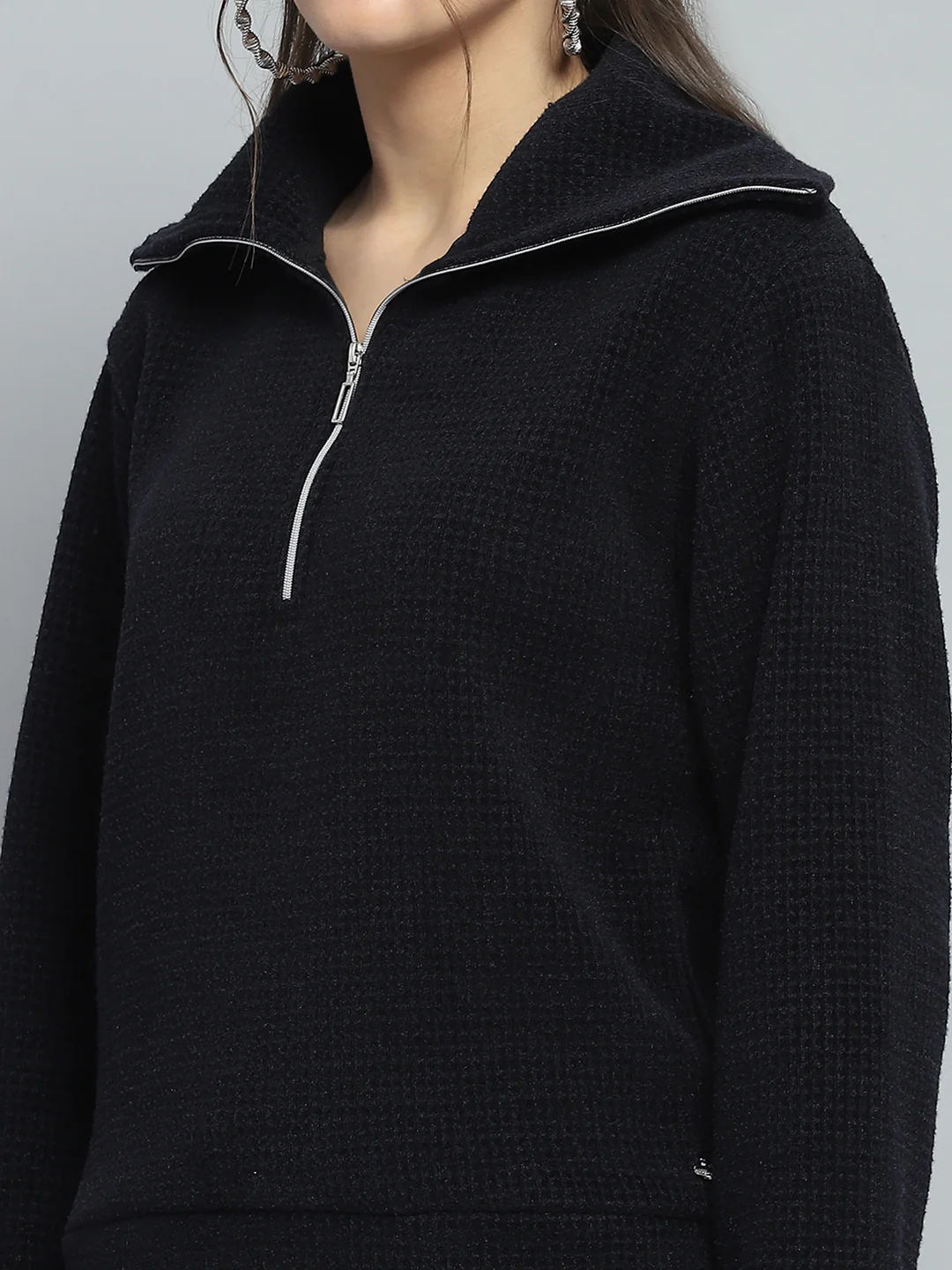 Women Black Self Design Collar Full Sleeve Cords Set - Image 7