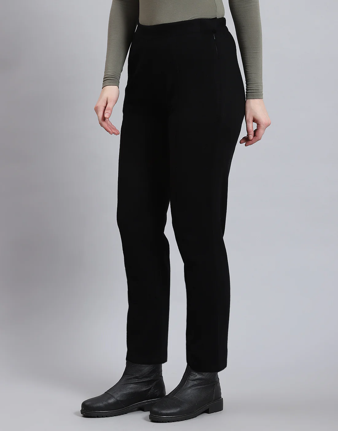 Women Black Self Design Regular Fit Winter Lower - Image 3
