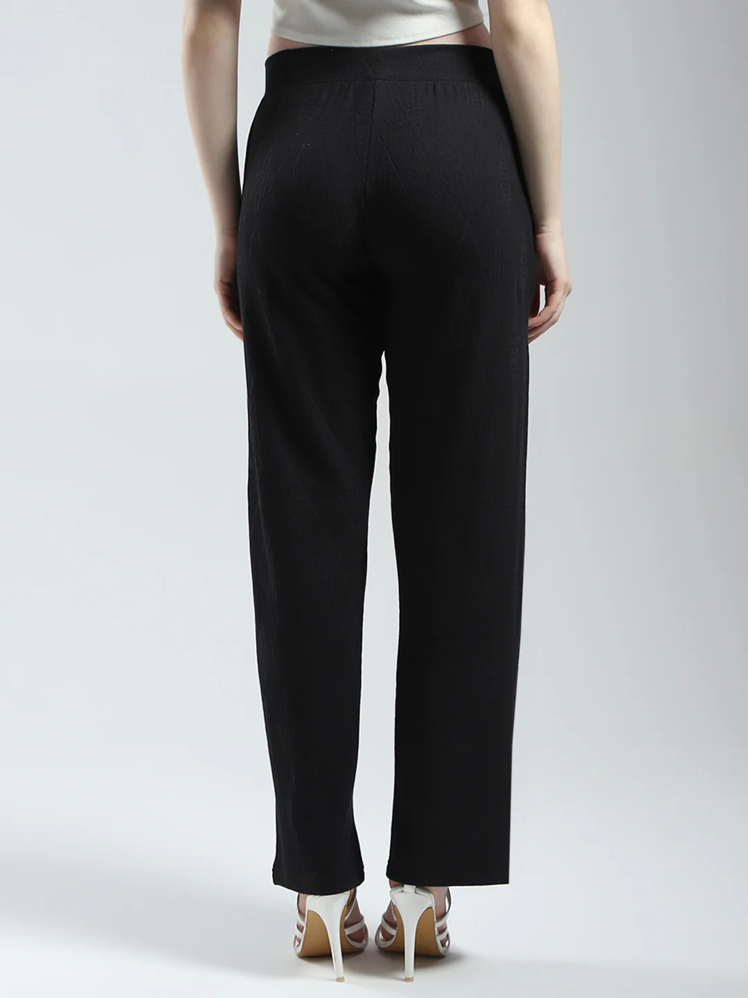 Women Black Self Design Regular Fit Lower - Image 5
