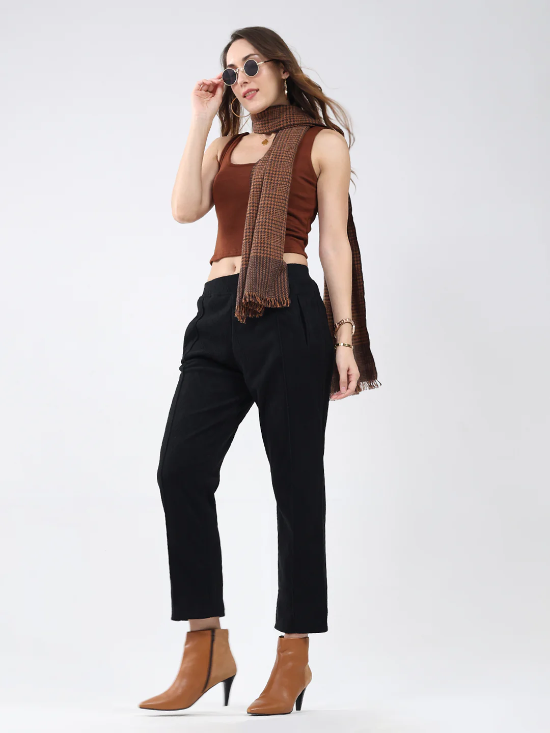 Women Black Self Design Regular Fit Winter Lower - Image 2