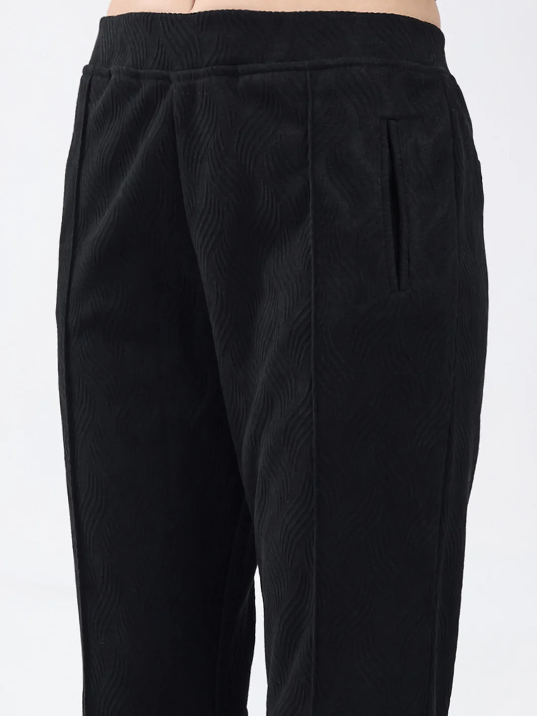 Women Black Self Design Regular Fit Winter Lower - Image 7