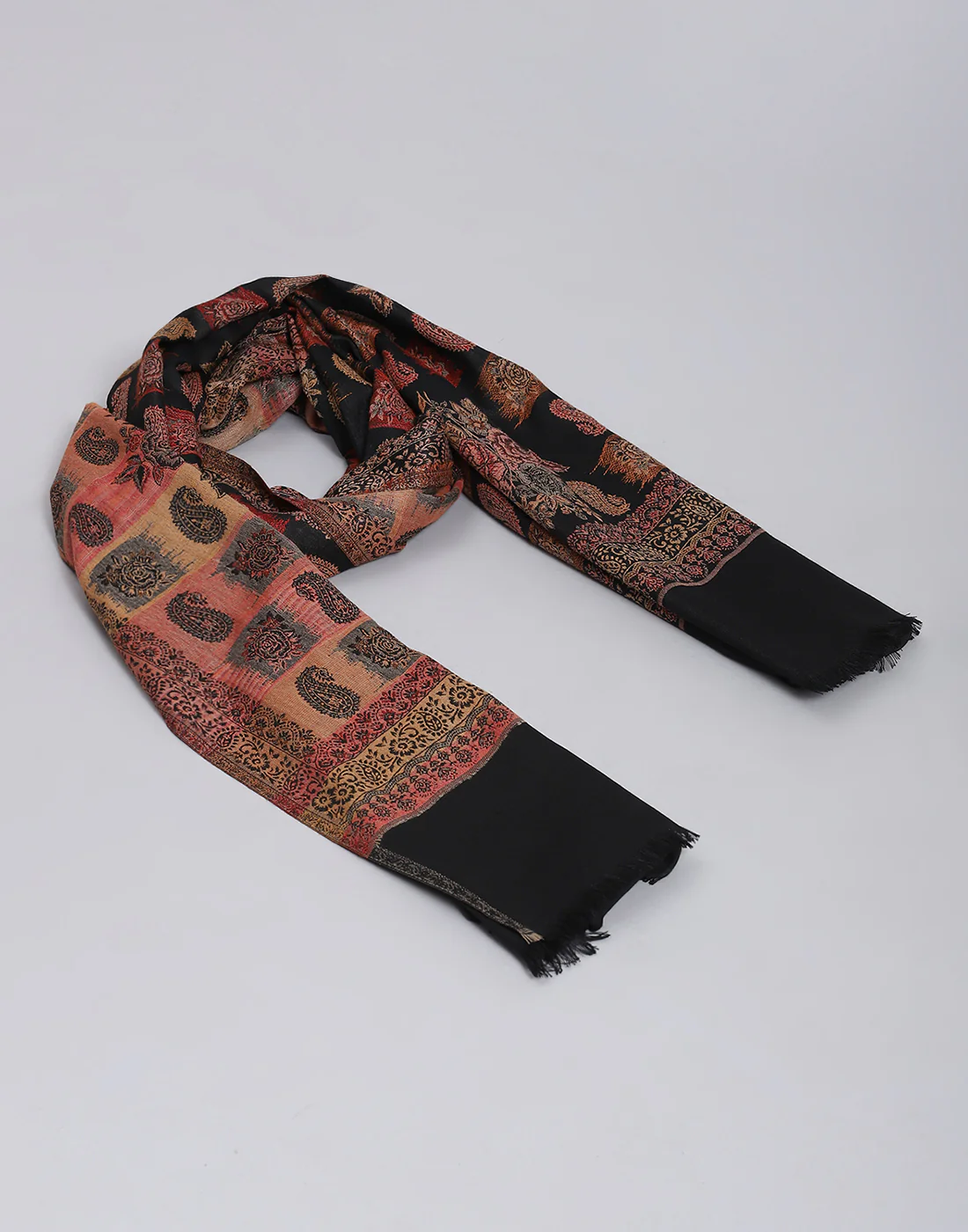 Women Black Self Design Shawl - Image 6