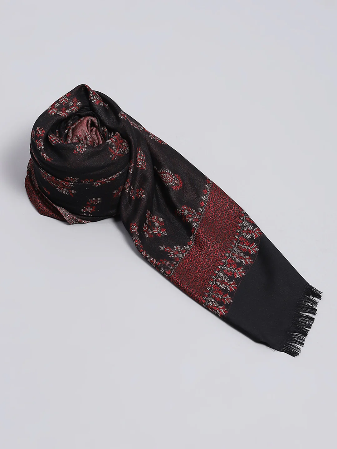 Women Black Self Design Shawl - Image 2