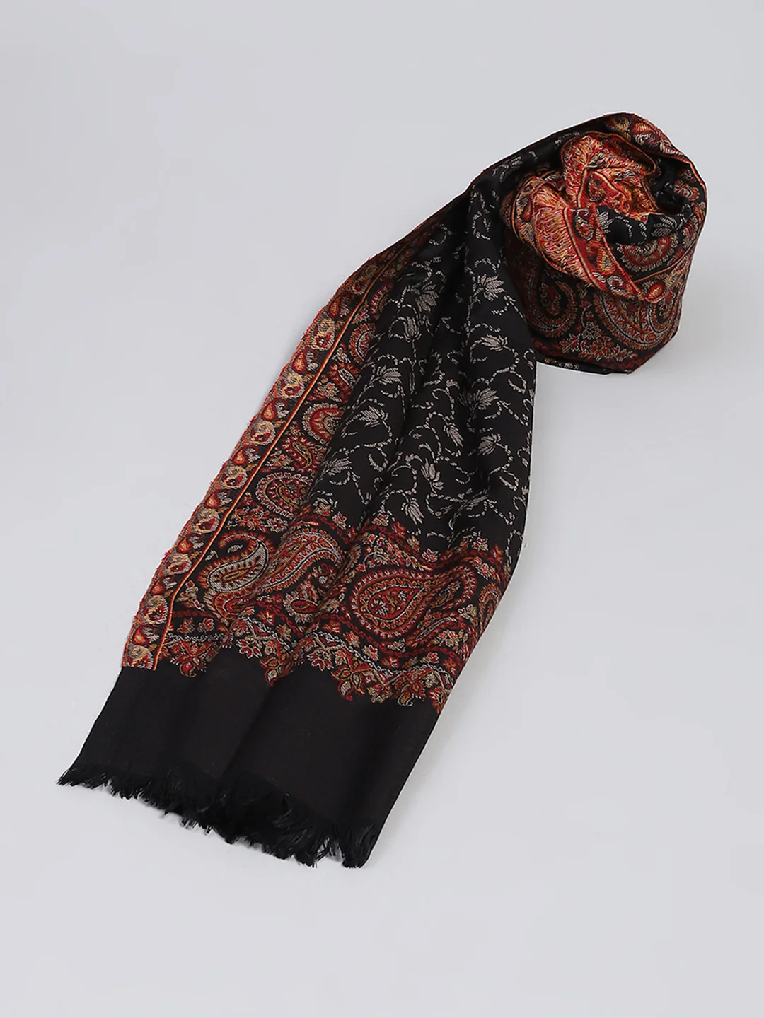 Women Black Self Design Shawl - Image 2