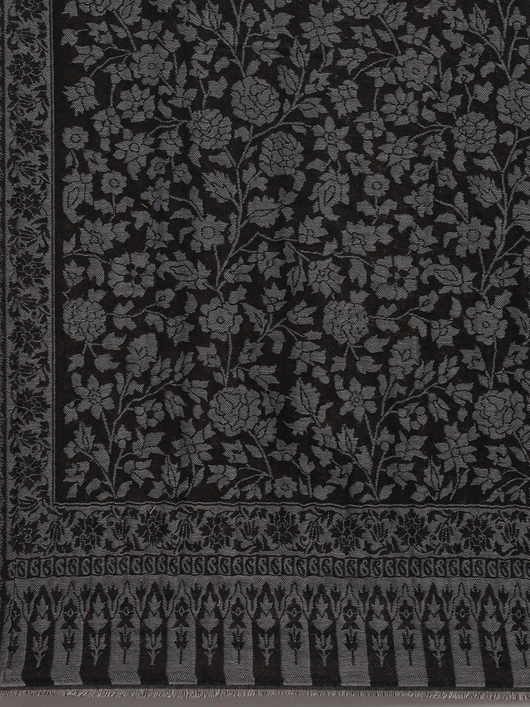Women Black Self Design Shawl - Image 6