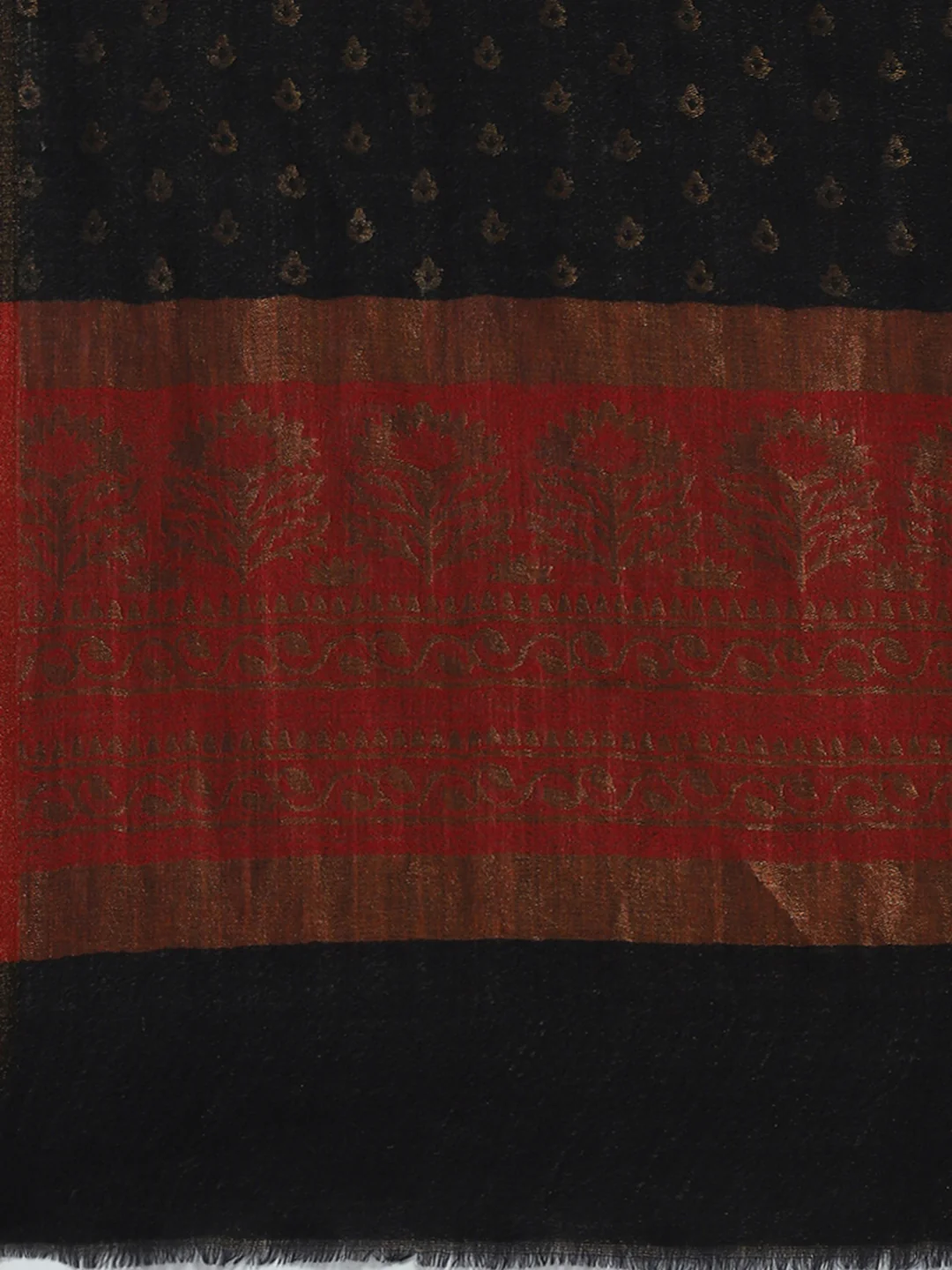 Women Black Self Design Shawl - Image 6