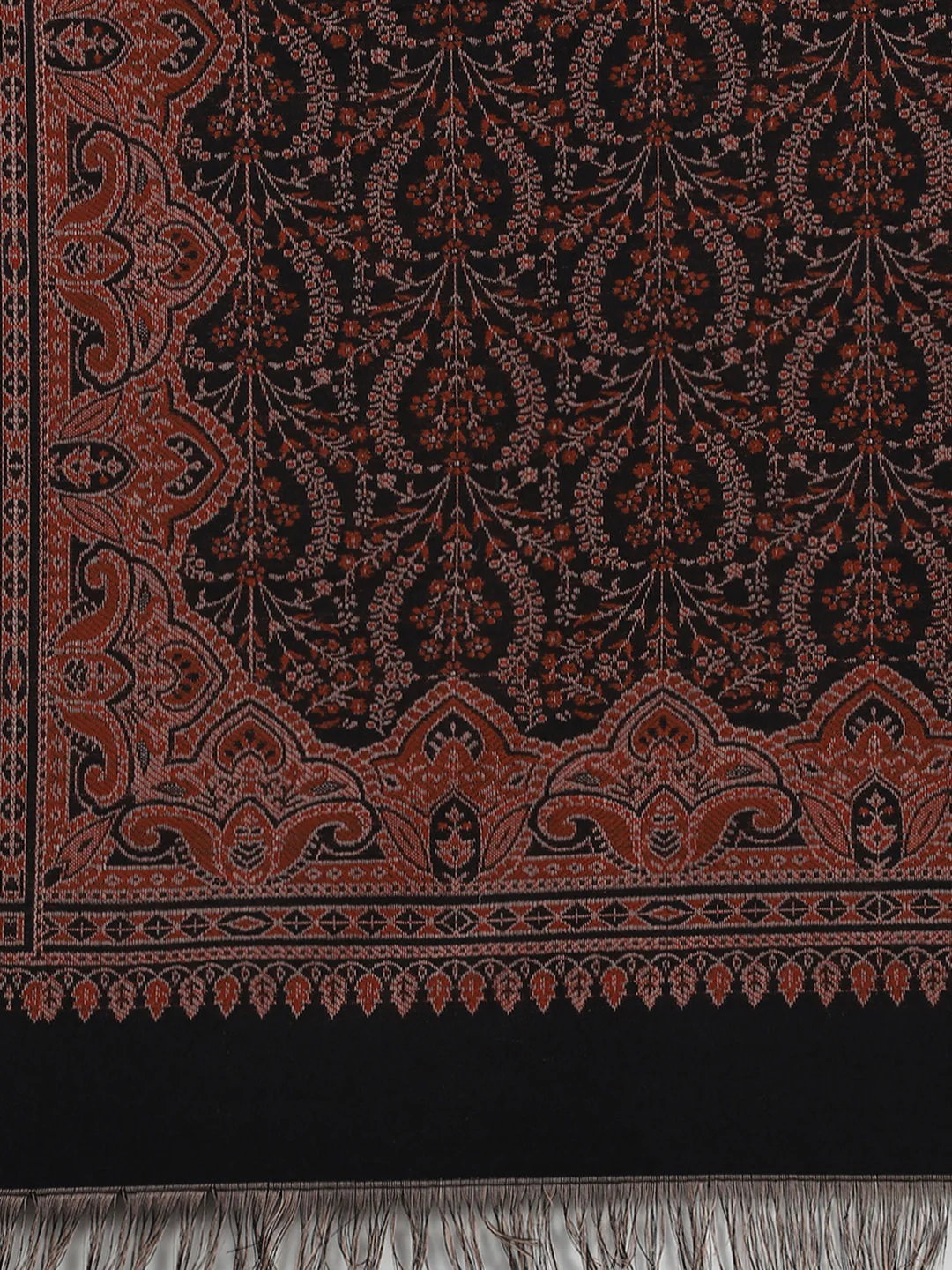 Women Black Self Design Shawl - Image 6