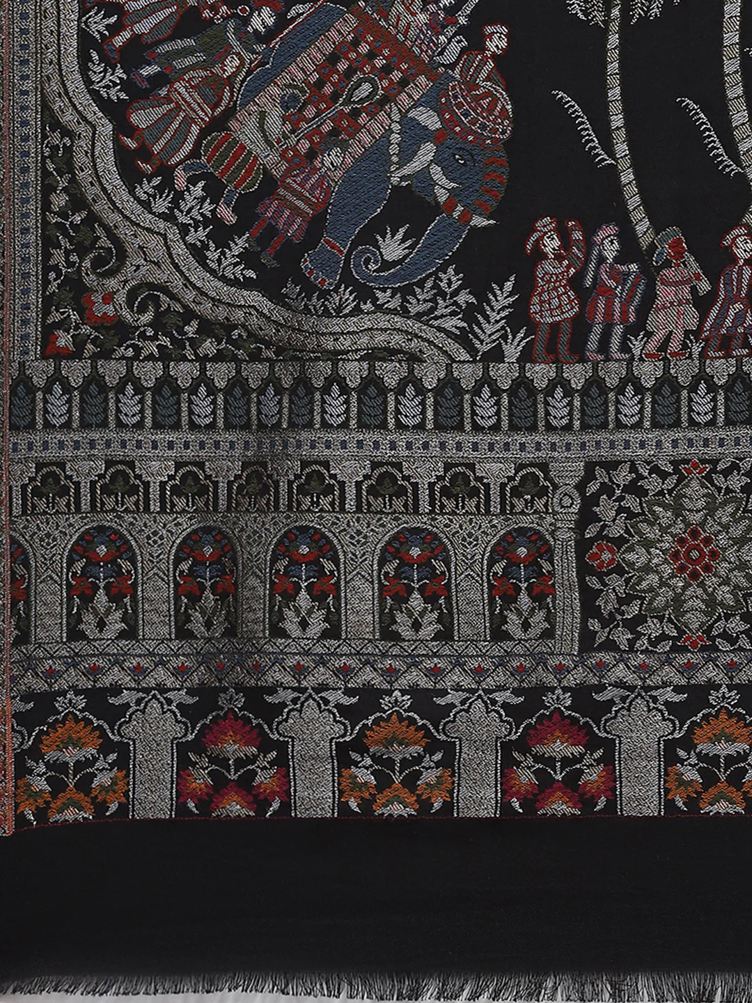 Women Black Self Design Shawl - Image 6