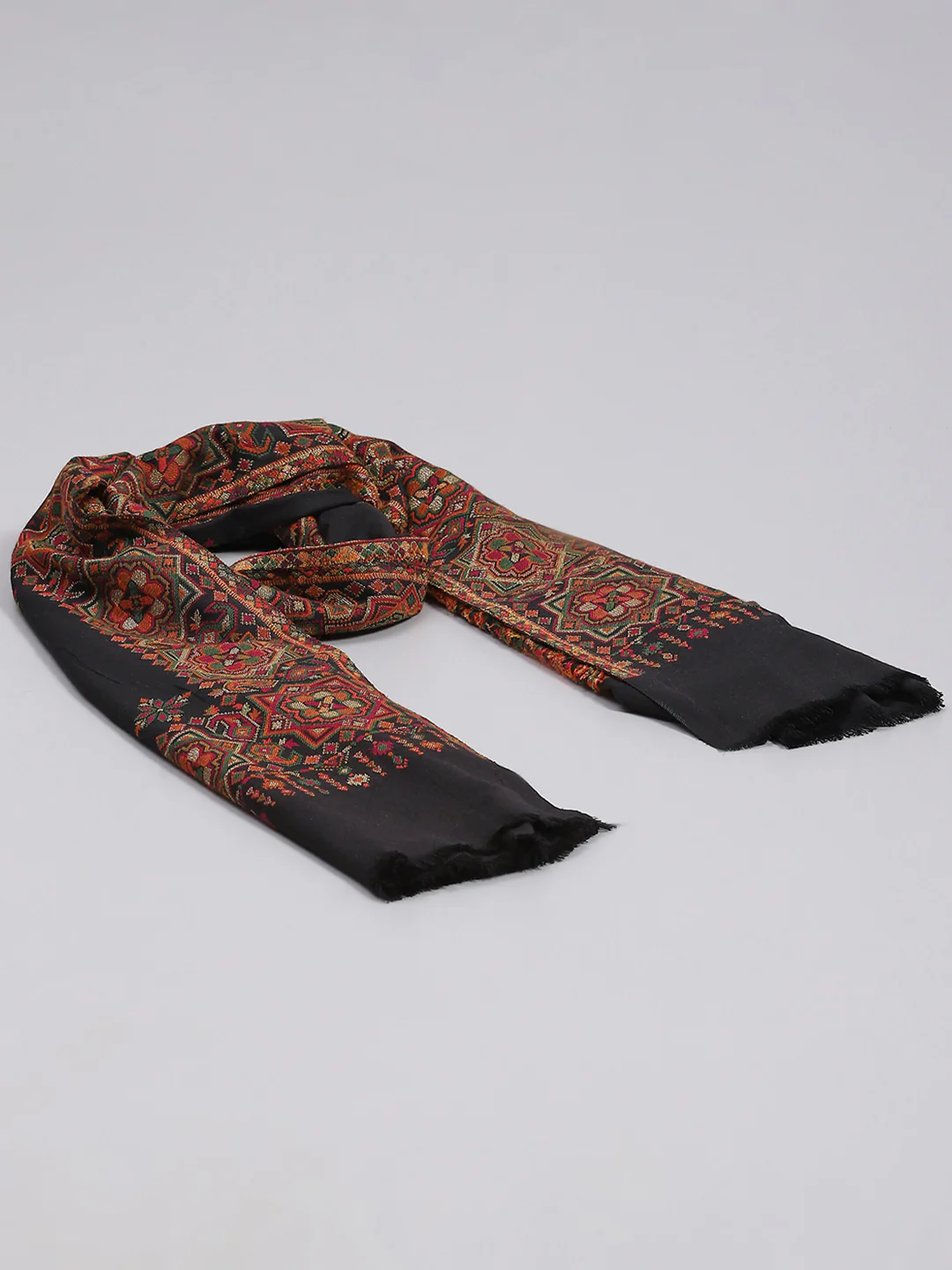 Women Black Self Design Stole - Image 6