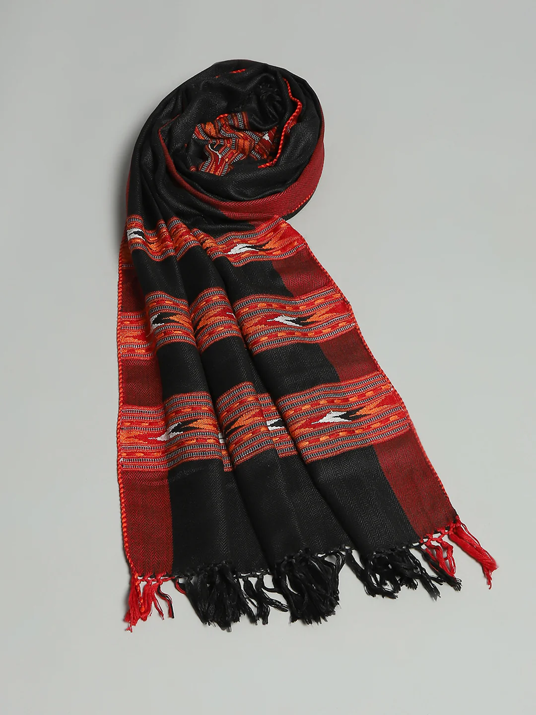 Women Black Self Design Stole - Image 6