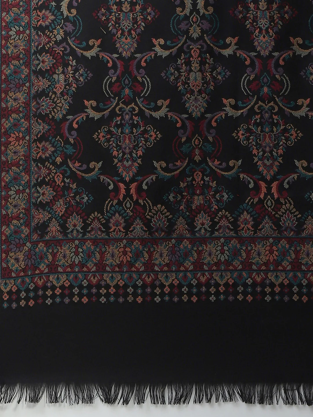 Women Black Self Design Stole - Image 7