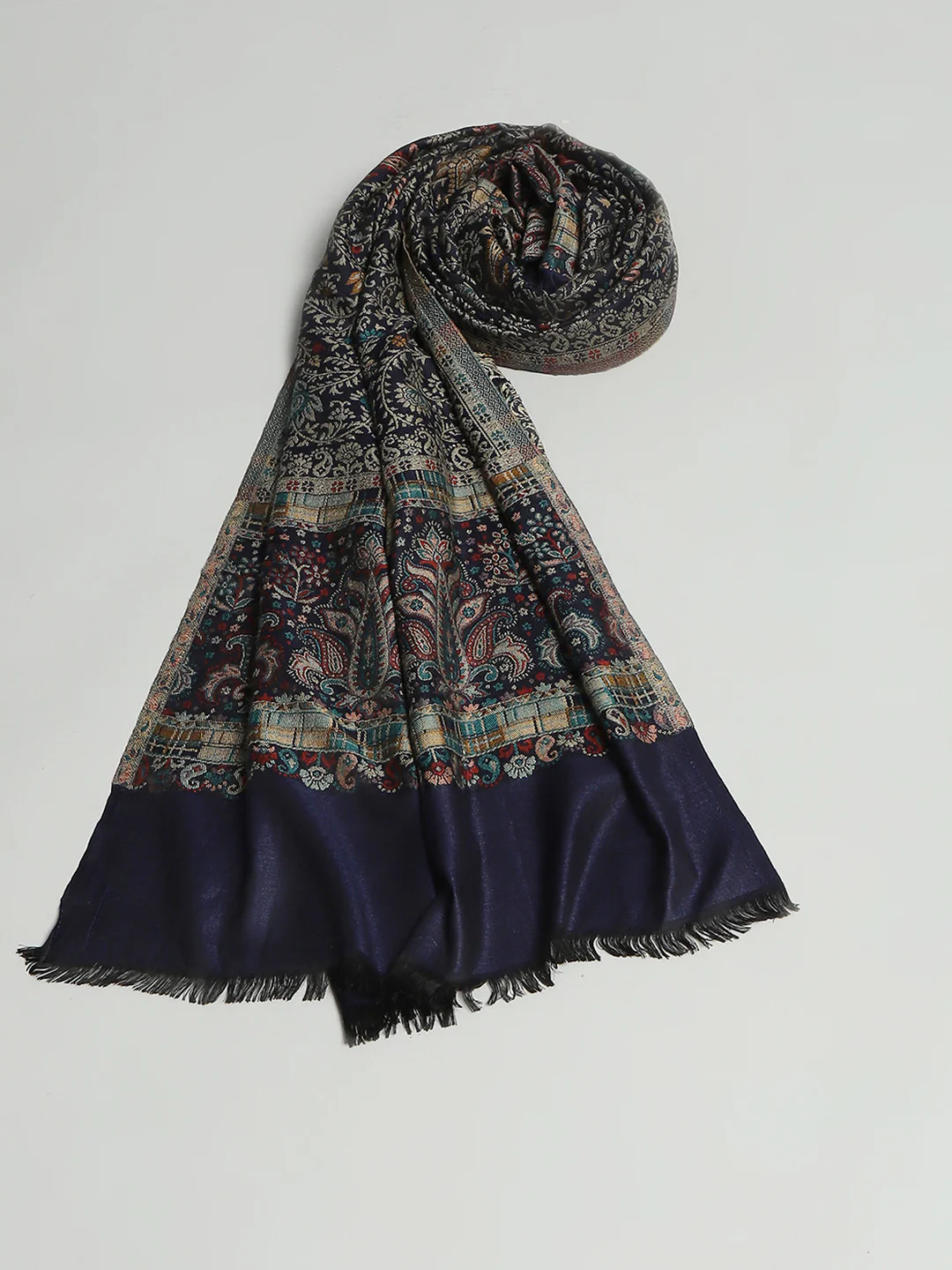 Women Black Self Design Stole - Image 6