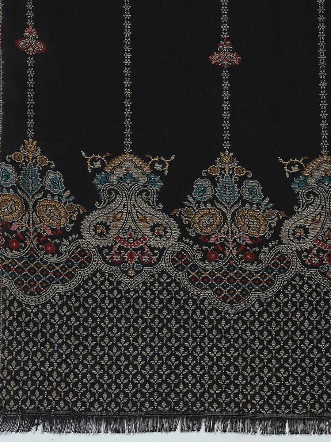 Women Black Self Design Stole - Image 7