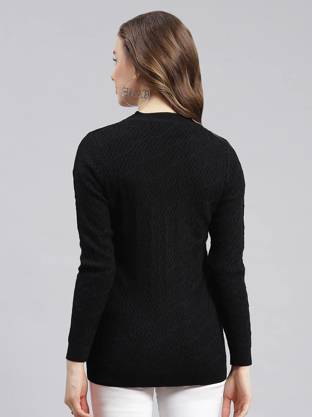 Women Black Self Design Wool blend Cardigan - Image 4