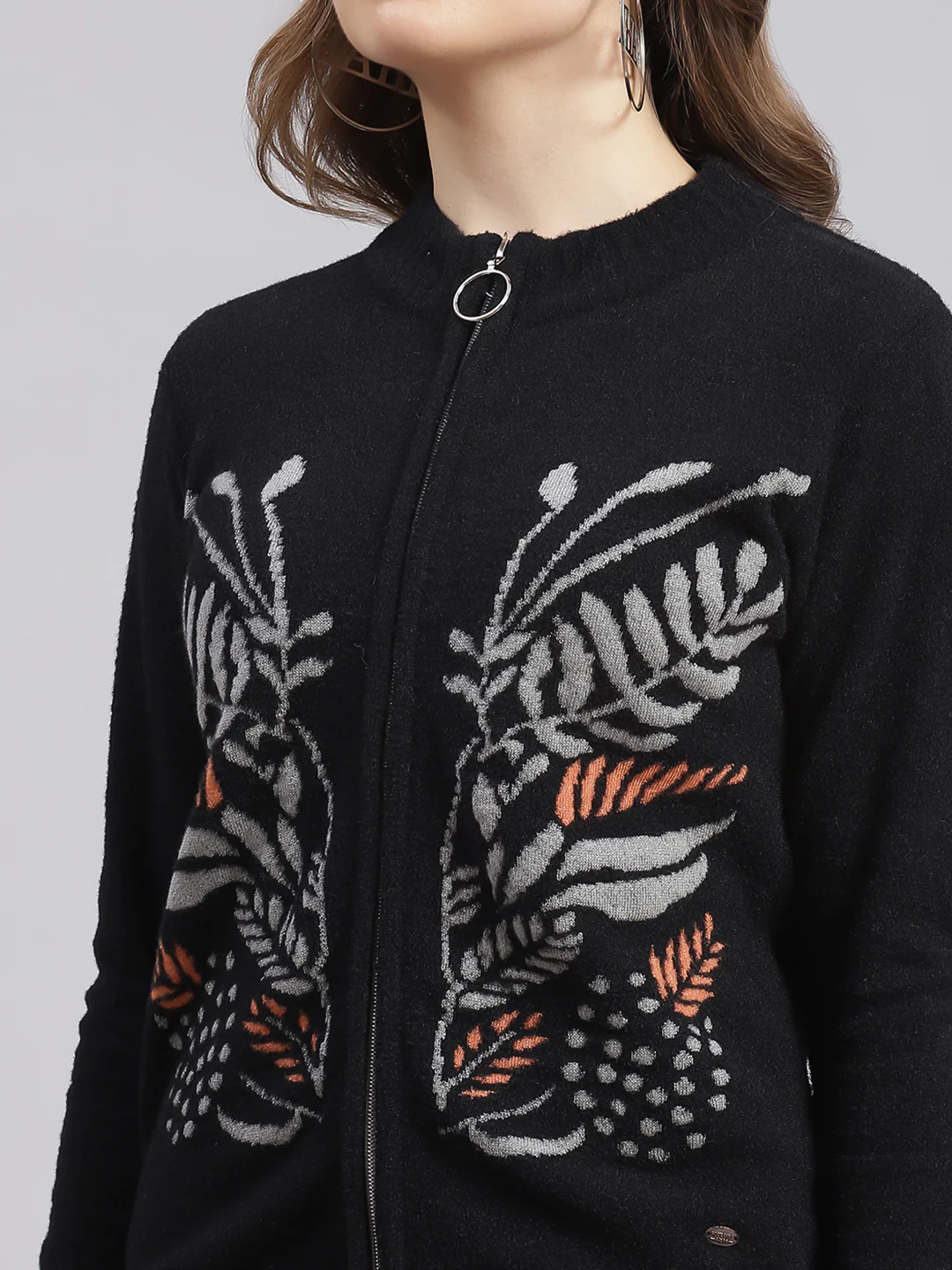 Women Black Self Design Wool blend Cardigan - Image 6
