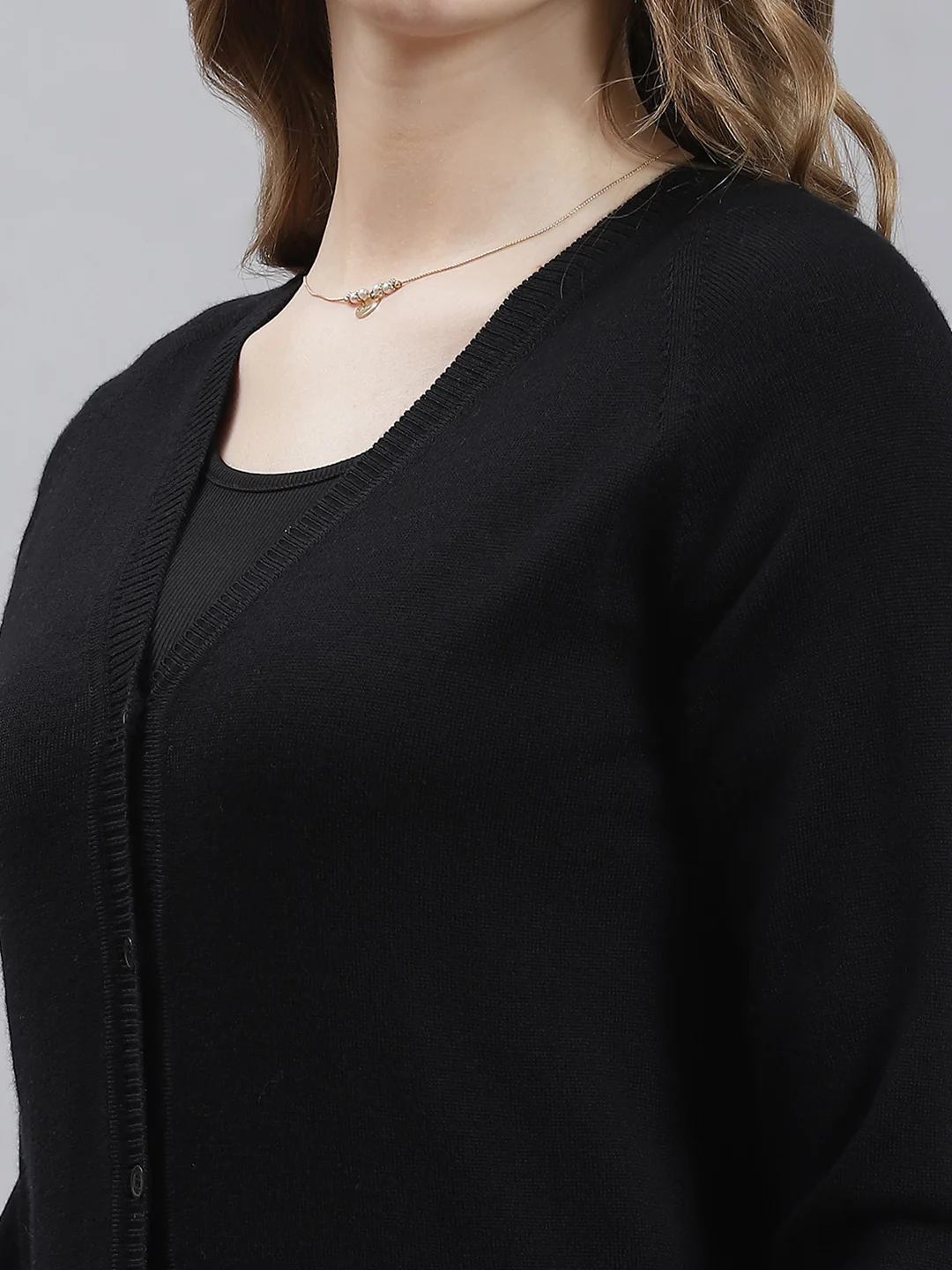 Women Black Solid Cardigan - Image 6