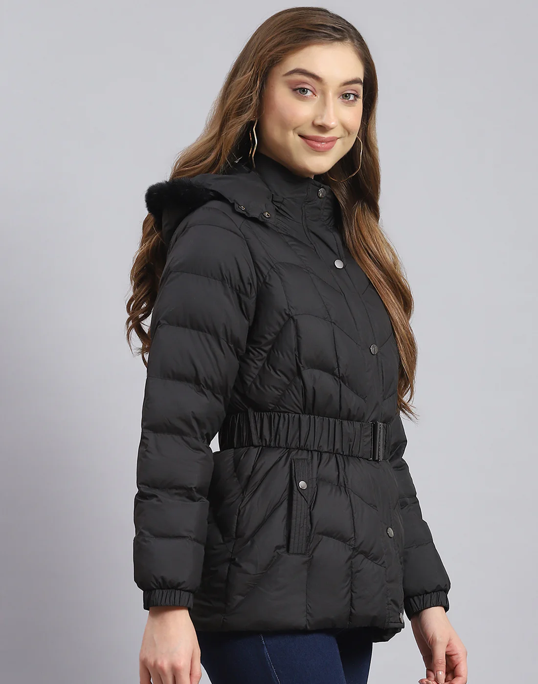 Women Black Solid Hooded Full Sleeve Jacket - Image 4