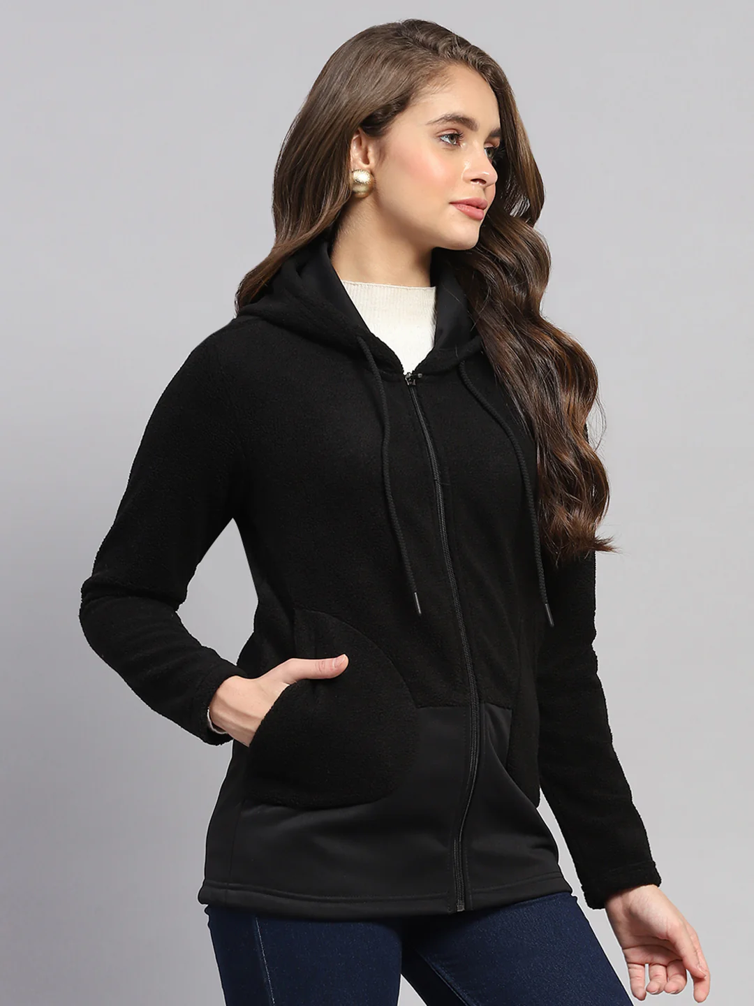 Rock.it Women Black Solid Hooded Full Sleeve Sweatshirt - Image 4