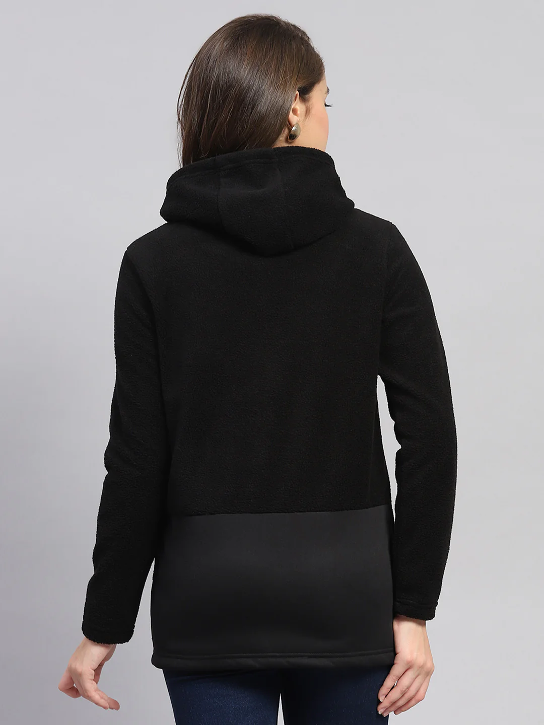 Rock.it Women Black Solid Hooded Full Sleeve Sweatshirt - Image 5