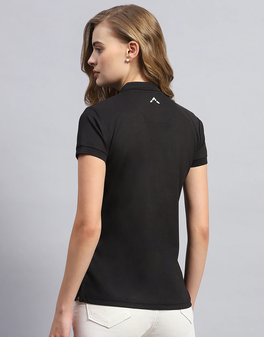 Rock.it Women Black Solid Polo Collar Half Sleeve T-Shirt - Image 5