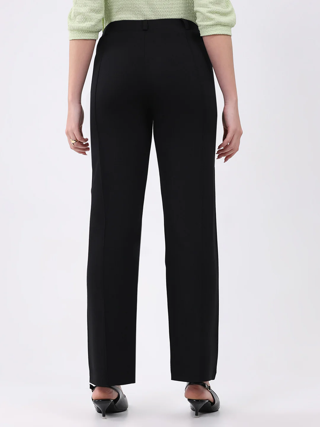 Women Black Solid Regular Fit Jegging - Image 5