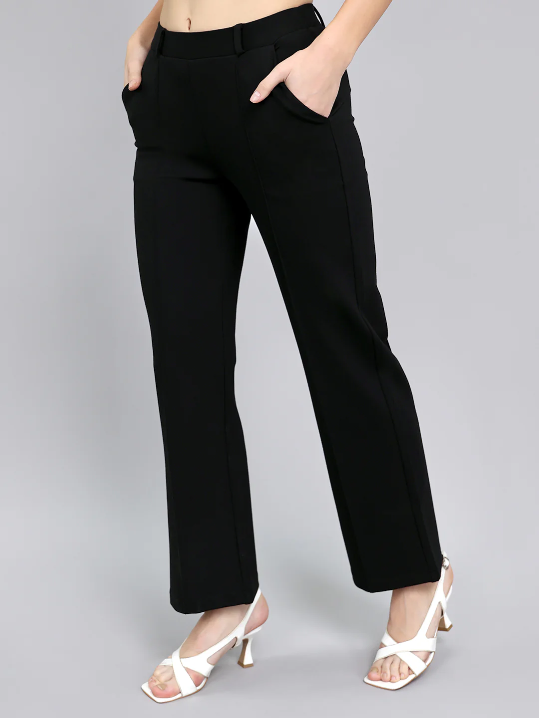 Women Black Solid Regular Fit Jegging - Image 2