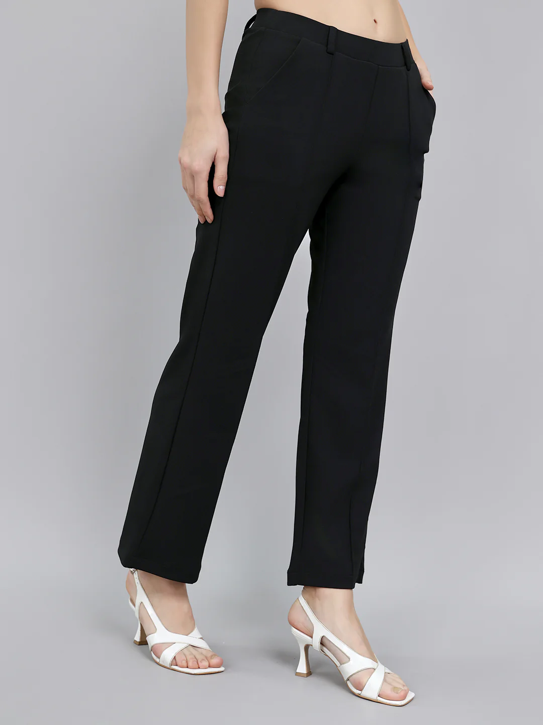 Women Black Solid Regular Fit Jegging - Image 3