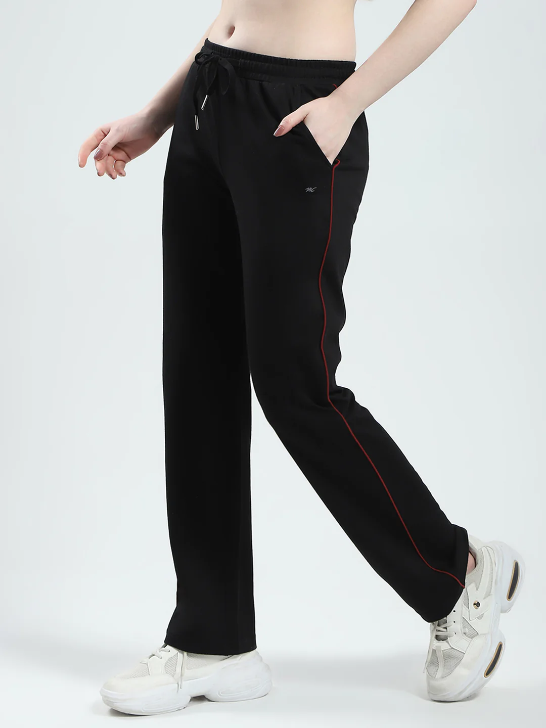 Women Black Solid Regular Fit Lower - Image 3
