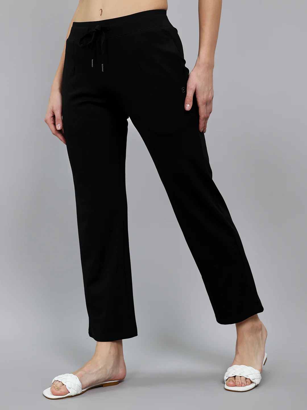 Women Black Solid Regular Fit Lower - Image 2