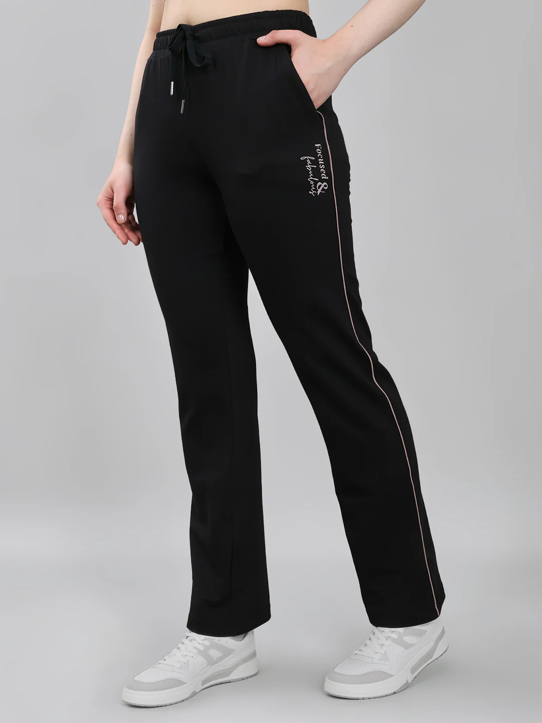 Women Black Solid Regular Fit Lower - Image 2