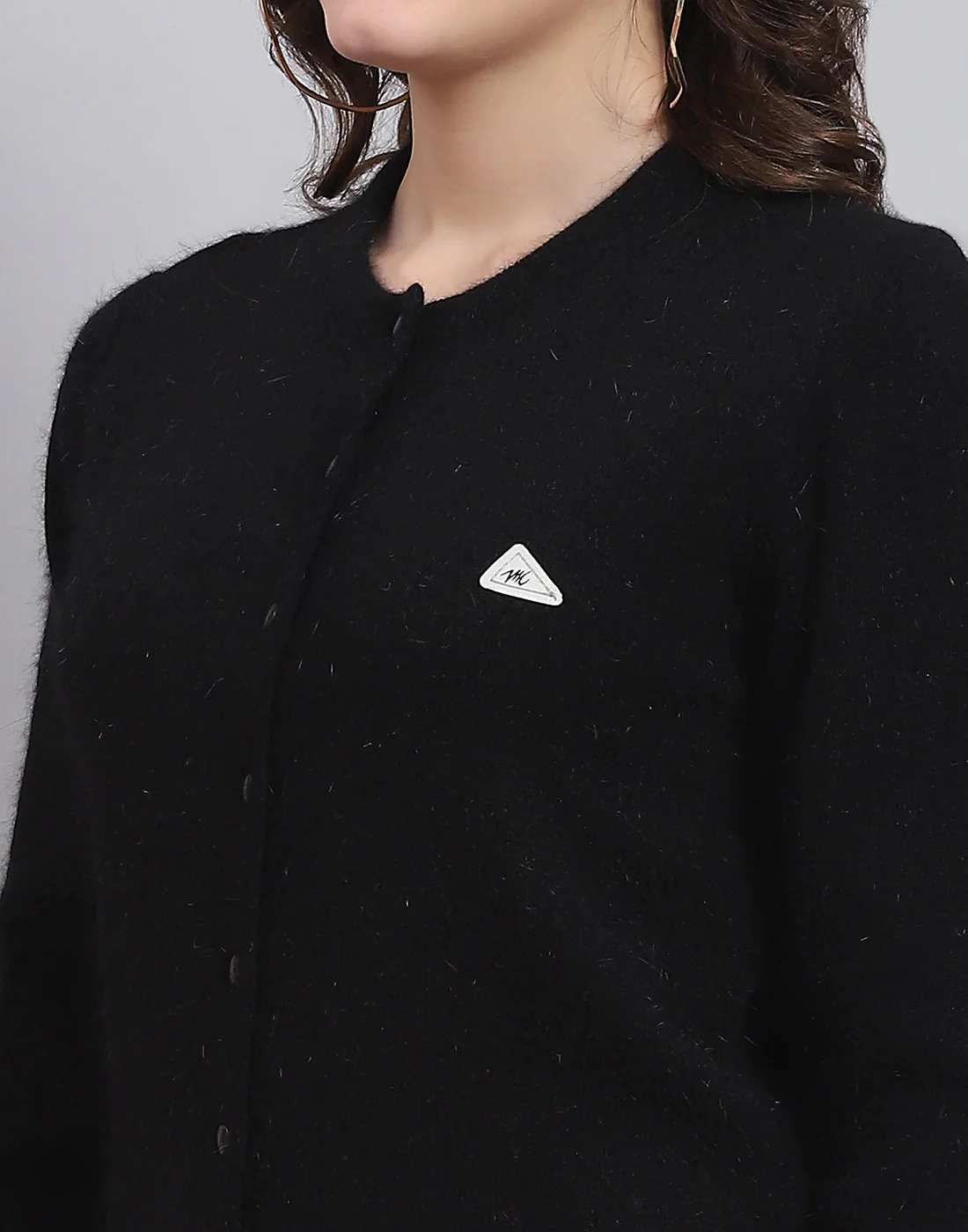 Women Black Solid Round Neck Full Sleeve Sweater - Image 7