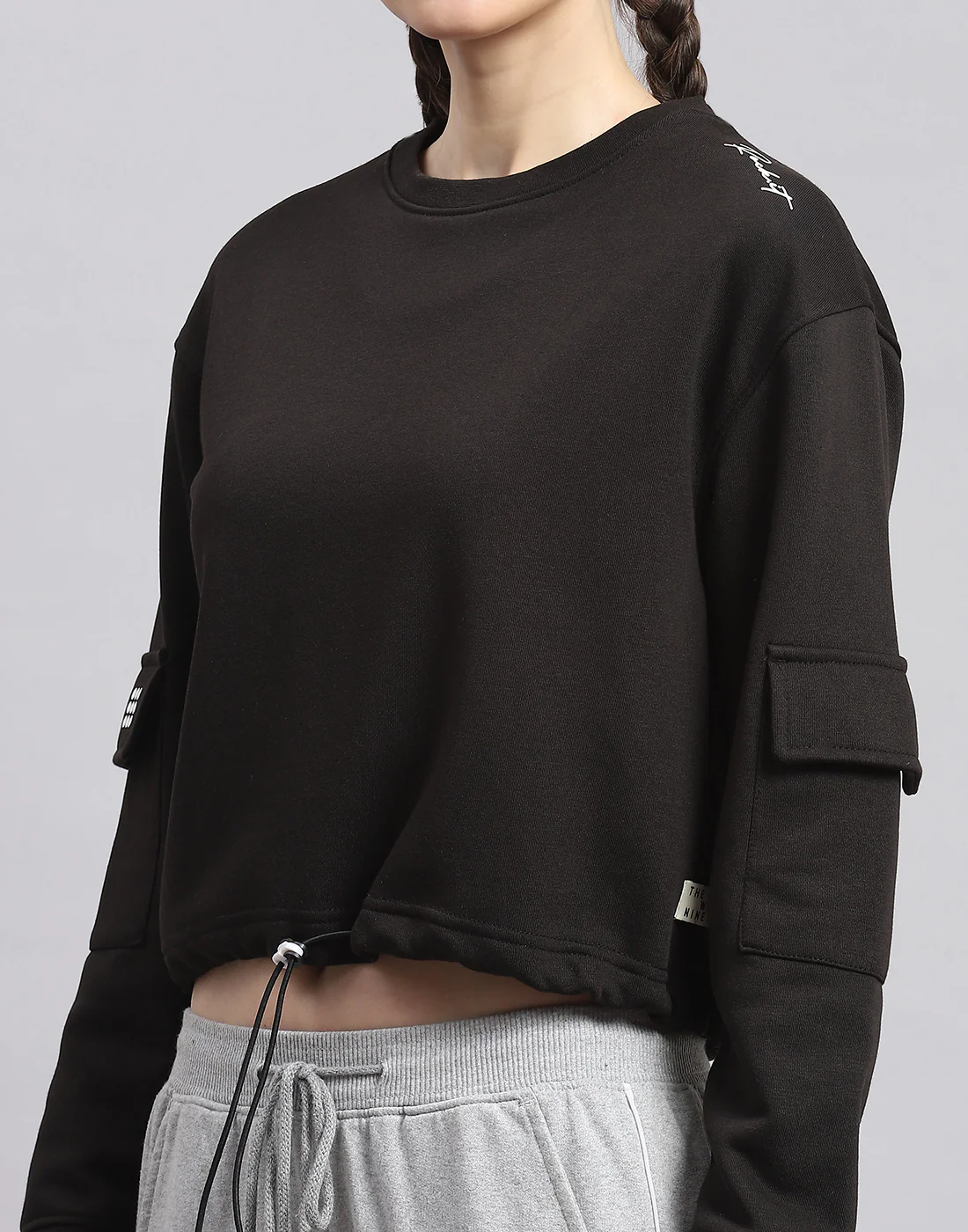 Rock.it Women Black Solid Round Neck Full Sleeve Sweatshirt - Image 7