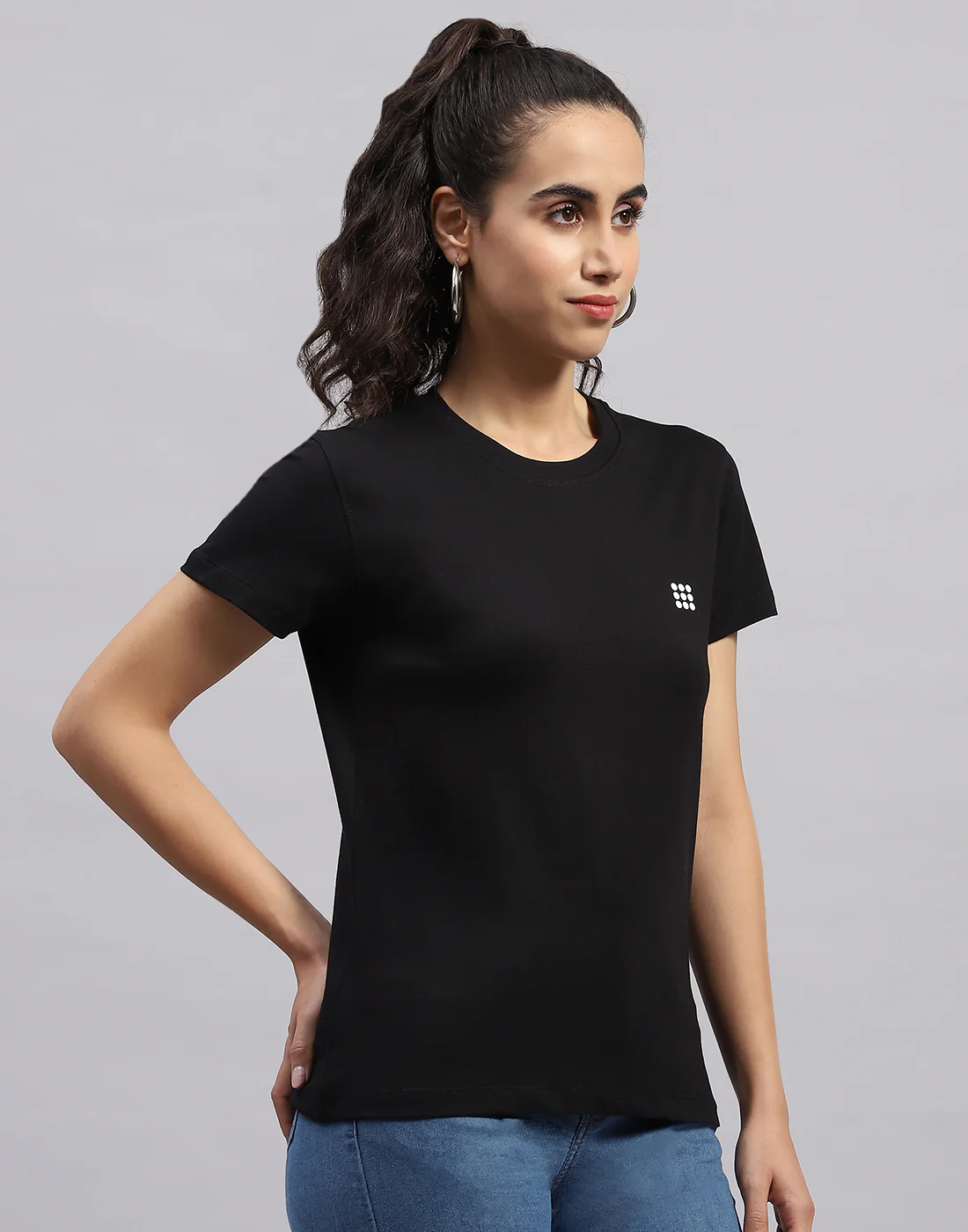 Rock.it Women Black Solid Round Neck Half Sleeve Top - Image 4